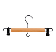 Load image into Gallery viewer, Perfecasa Premium Wooden Pants Hangers 10 Pack, Skirt Hangers with Two Sure Grip Clips, Noise Canceling Swivel Hook (Clear Natural)