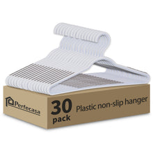 Load image into Gallery viewer, Perfecasa Flexible PP Plastic Clothes Hangers – Non-Slip, Lightweight, Space Saving, 30 Pack (White/Grey)