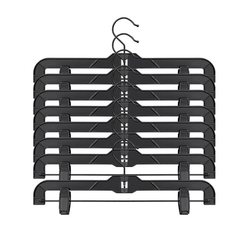 Perfecasa True Black Plastic Pant Skirt Hangers 20 Pack, with Plastic Clips and Steel Wire, All Black Finish 14inch