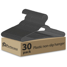 Load image into Gallery viewer, Perfecasa Flexible PP Plastic Clothes Hangers – Non-Slip, Lightweight, Space Saving, 30 Pack (Black/Dark Grey)