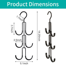 Load image into Gallery viewer, Perfecasa Non Slip Purse Hanger 2 Pack, Handbag Hanger, Bag Keeper, Bag Organizer with Soft Coated Hook, fits Up to Six Bags on One Hanger, Space Saving, Black Color