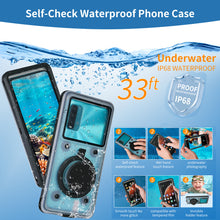 Load image into Gallery viewer, Waternaut iPhone Waterproof Case, Ideal for Bath and Snorkeling, Wet Hands Touch, Smart Seal Check, Underwater HD Photography, Compatible with iPhone/Samsung/Android, IPX68 to 33ft, Black Frame