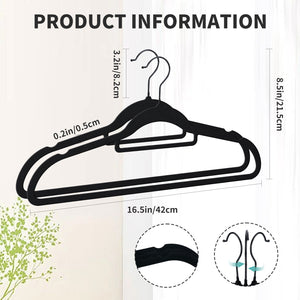 Perfecasa Black Velvet Hanger Non Slip Clothes Hangers - Ultra Slim & Space Saving - Swivel Black Hook for Clothing, Suit, Top, Tie, Shirt, Skirt & Pant Felt Hanger, 30 Pack Black Color