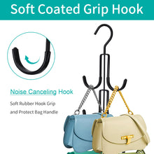Cargue la imagen en el visor de la galería, Perfecasa Non Slip Purse Hanger 2 Pack, Handbag Hanger, Bag Keeper, Bag Organizer with Soft Coated Hook, fits Up to Six Bags on One Hanger, Space Saving, Black Color