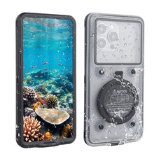 Cargue la imagen en el visor de la galería, Waternaut iPhone Waterproof Case, Ideal for Bath and Snorkeling, Wet Hands Touch, Smart Seal Check, Underwater HD Photography, Compatible with iPhone/Samsung/Android, IPX68 to 33ft, Black Frame