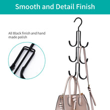 Cargue la imagen en el visor de la galería, Perfecasa Non Slip Purse Hanger 2 Pack, Handbag Hanger, Bag Keeper, Bag Organizer with Soft Coated Hook, fits Up to Six Bags on One Hanger, Space Saving, Black Color