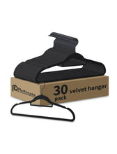 Load image into Gallery viewer, Perfecasa Black Velvet Hanger Non Slip Clothes Hangers - Ultra Slim &amp; Space Saving - Swivel Black Hook for Clothing, Suit, Top, Tie, Shirt, Skirt &amp; Pant Felt Hanger, 30 Pack Black Color