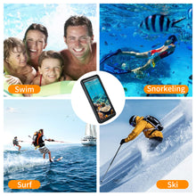 Cargue la imagen en el visor de la galería, Waternaut iPhone Waterproof Case, Ideal for Bath and Snorkeling, Wet Hands Touch, Smart Seal Check, Underwater HD Photography, Compatible with iPhone/Samsung/Android, IPX68 to 33ft, Black Frame