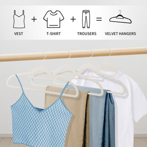 Perfecasa White Velvet Hanger Non Slip Clothes Hangers - Ultra Slim & Space Saving - Swivel Black Hook for Clothing, Suit, Top, Tie, Shirt, Skirt & Pant Felt Hanger, 30 Pack Black Color