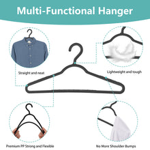 Load image into Gallery viewer, Perfecasa Flexible PP Plastic Clothes Hangers – Non-Slip, Lightweight, Space Saving, 30 Pack (Black/Dark Grey)