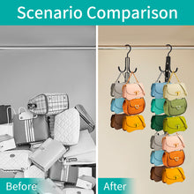 Cargue la imagen en el visor de la galería, Perfecasa Non Slip Purse Hanger 2 Pack, Handbag Hanger, Bag Keeper, Bag Organizer with Soft Coated Hook, fits Up to Six Bags on One Hanger, Space Saving, Black Color
