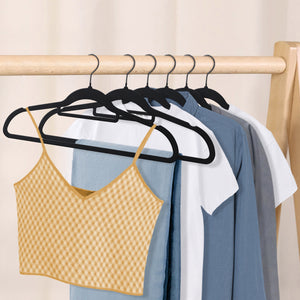 Perfecasa Black Velvet Hanger Non Slip Clothes Hangers - Ultra Slim & Space Saving - Swivel Black Hook for Clothing, Suit, Top, Tie, Shirt, Skirt & Pant Felt Hanger, 30 Pack Black Color