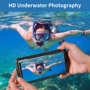 Perfecasa Waterproof Phone Case, Ideal for Bath and Snorkeling, Wet Hands Touch, Smart Seal Check, Underwater Photography, Compatible with iPhones, Samsung, Android IPX68 to 33ft, Black Frame