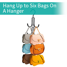 Cargue la imagen en el visor de la galería, Perfecasa Non Slip Purse Hanger 2 Pack, Handbag Hanger, Bag Keeper, Bag Organizer with Soft Coated Hook, fits Up to Six Bags on One Hanger, Space Saving, Black Color