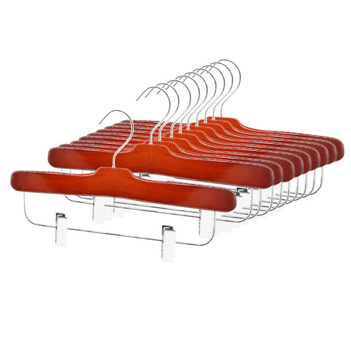 Perfecasa Cherry Wooden Pants Hangers 10 Pack