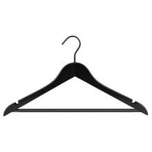 Load image into Gallery viewer, Perfecasa Premium Wooden Suit Hangers, with Noise Canceling Hook, Non Slip Pant Bar and Open Notches Cut 20 Pack, Coat, Pants, Shirts, Smooth Finish (True Black)