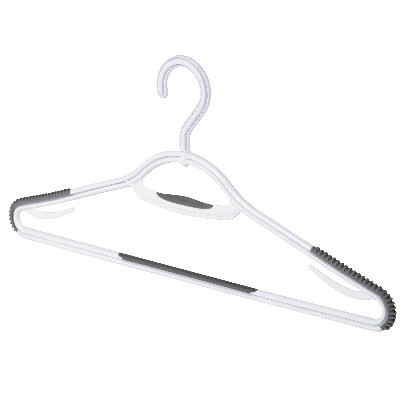 White/Black Plastic Rubber Grip No-Slip Hangers (50-Pack) - On