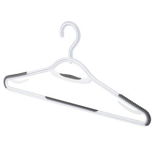 Perfecasa Extra Non Slip Plastic Clothes Suit Hangers with Sure Grip Rubber, 30 Pack, with 360° Swivel Hook, Space Saving, Light Weight, Wet and Dry Use (Pure White/ Cool Grey)