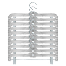 Cargue la imagen en el visor de la galería, Perfecasa Crystal Acrylic Clear Plastic Clothes Bottom 14 pulgadas perchas con fuertes clips de metal, resistente, faldas, pantalones, pantalones, baúles, trajes de baño, 5131 20 piezas