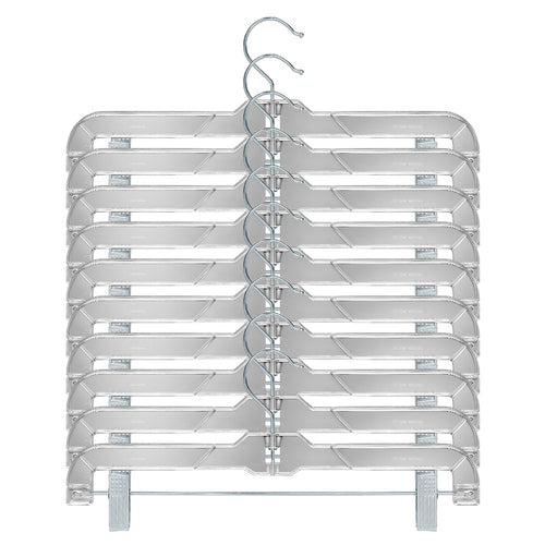 Perfecasa Crystal Acrylic Clear Plastic Clothes Bottom 14 pulgadas perchas con fuertes clips de metal, resistente, faldas, pantalones, pantalones, baúles, trajes de baño, 5131 20 piezas