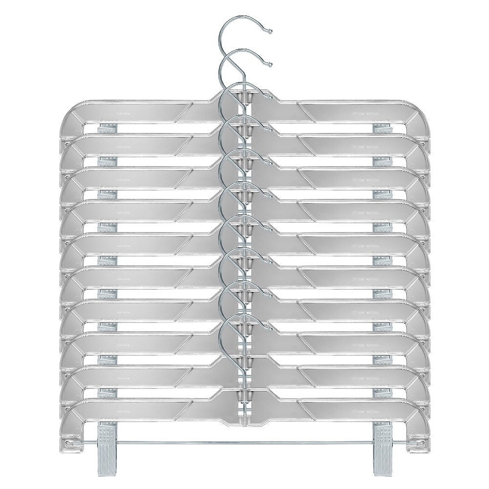 Perfecasa Crystal Acrylic Clear Plastic Clothes Bottom 14 pulgadas perchas con fuertes clips de metal, resistente, faldas, pantalones, pantalones, baúles, trajes de baño, 5131 20 piezas
