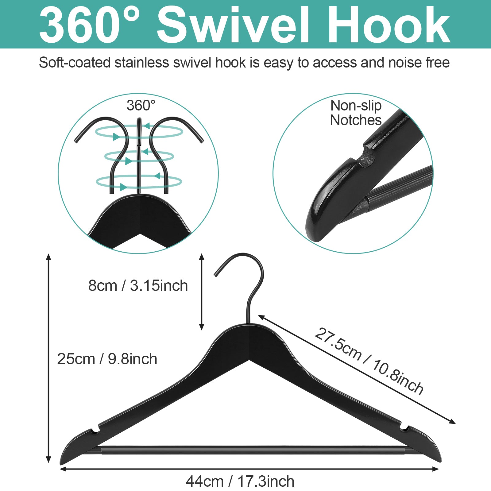 Non Slip Coat Hangers, Premium Wooden Hangers