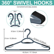 Cargue la imagen en el visor de la galería, Perfecasa - Paquete de 30 perchas de plástico gris frío con gancho giratorio de 360 ​​°