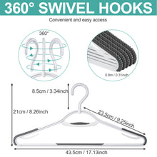 Load image into Gallery viewer, Perfecasa Extra Non Slip Plastic Clothes Suit Hangers with Sure Grip Rubber, 30 Pack, with 360° Swivel Hook, Space Saving, Light Weight, Wet and Dry Use (Pure White/ Cool Grey)