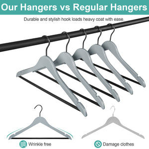 Clothing Hangers Wide Shoulder Wooden Hangers Non Slip Pants Bar