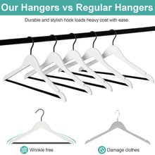 Load image into Gallery viewer, Perfecasa Premium Wooden Clothes Hangers, Suit Hanger with Noise Canceling Hook, Non Slip Pant Bar and Two Open Notches (White Color)