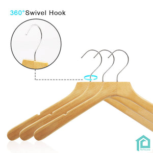Perfecasa Natural Coat Wooden Hangers 10 Pack