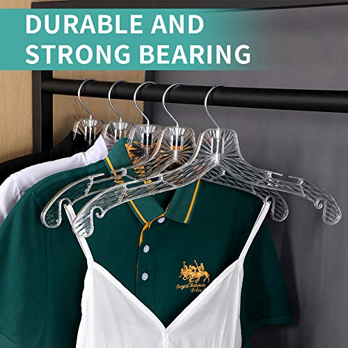 crystal cut dress hangers Rebrilliant Quality Hangers Clear Plastic Hangers 12 Pack - Crystal Cut Hangers For Clothes - Durable Plastic Hanger Set