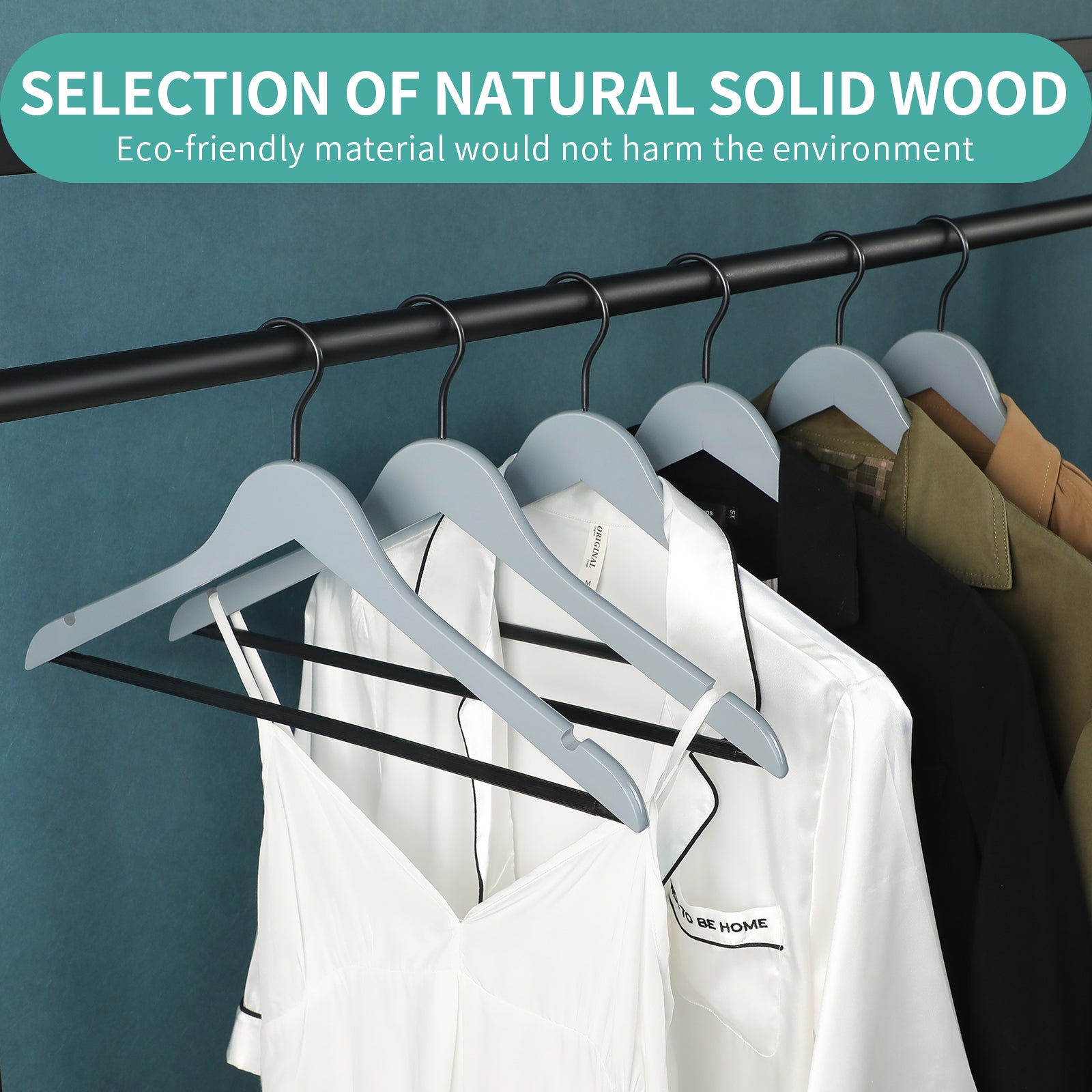 Home-It Natural Wood Clothing Hangers, 20 Pack 