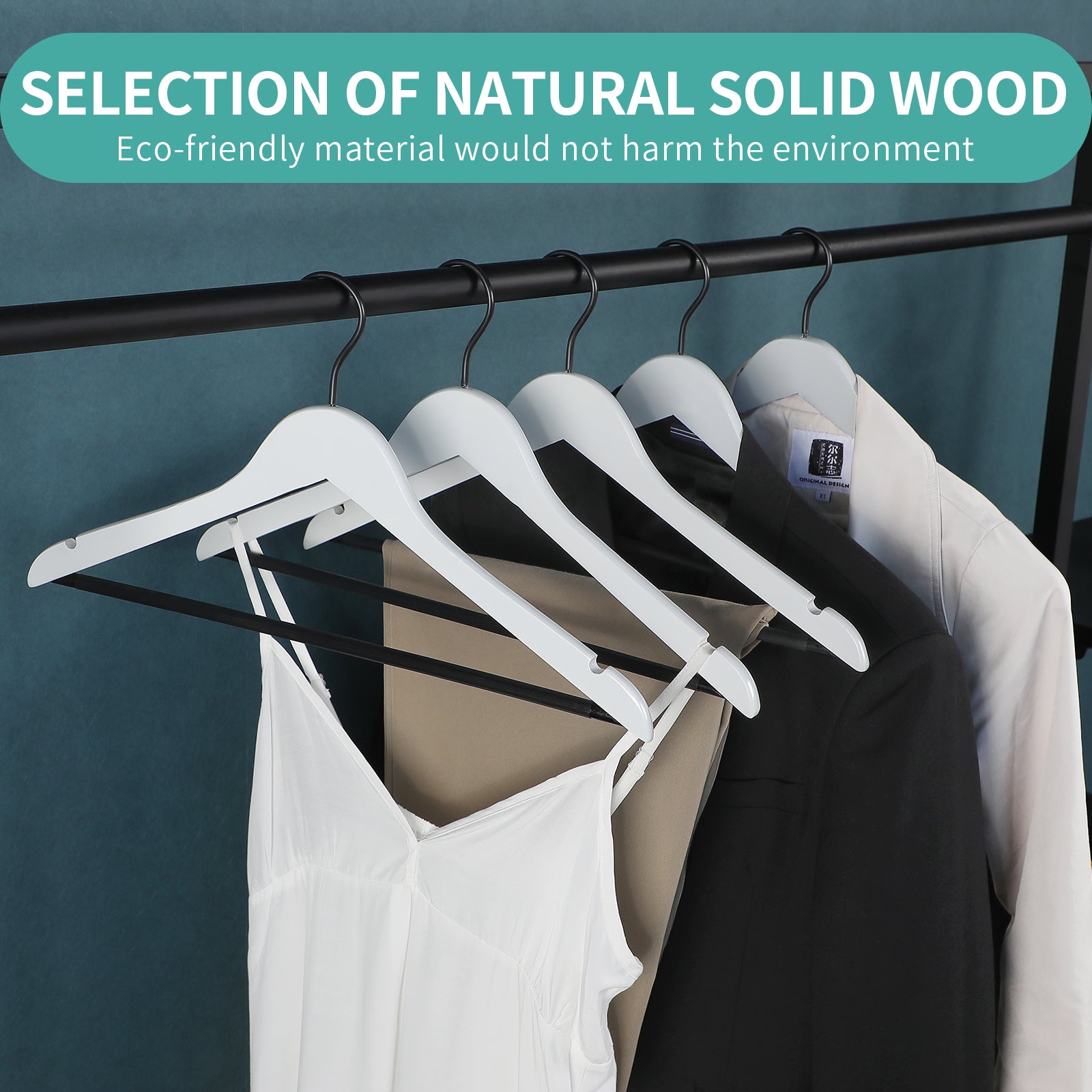 Perfecasa Premium Wooden Clothes Hangers Suit Hanger with Noise Cance