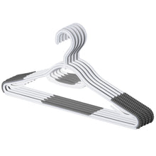 Load image into Gallery viewer, Perfecasa Extra Non Slip Plastic Clothes Suit Hangers with Sure Grip Rubber, 30 Pack, with 360° Swivel Hook, Space Saving, Light Weight, Wet and Dry Use (Pure White/ Cool Grey)